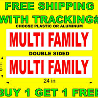 MULTI FAMILY Red & White 6"x24"  2 Sided REAL ESTATE RIDER SIGNS Buy1 Get 1 FREE