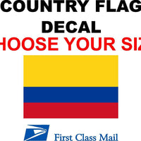 COLOMBIA COUNTRY FLAG, STICKER, DECAL, 5YR VINYL, STATE FLAG