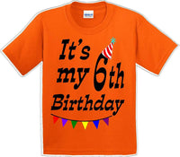 
              It's my 6th Birthday Shirt - Youth B-Day T-Shirt - 12 Color Choices - JC
            