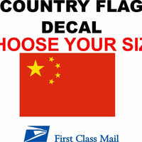 CHINA COUNTRY FLAG, STICKER, DECAL, 5YR VINYL, Country flag of China