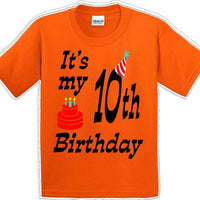 It's my 10th Birthday Shirt with Birthday cake design  -Youth B-Day T-Shirt - JC