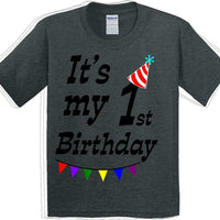It's my 1st Birthday Shirt - Youth B-Day T-Shirt - 12 Color Choices - JC
