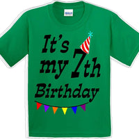 It's my 7th Birthday Shirt - Youth B-Day T-Shirt - 12 Color Choices - JC