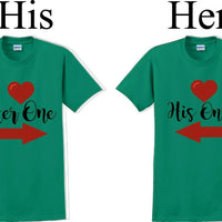 Her one His Only  -Couples Shirts-Valentines Day-V- Day shirts-Sold Individually