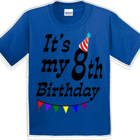 It's my 8th Birthday Shirt - Youth B-Day T-Shirt - 12 Color Choices - JC