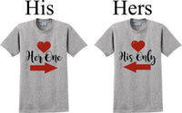 
              Her one His Only  -Couples Shirts-Valentines Day-V- Day shirts-Sold Individually
            