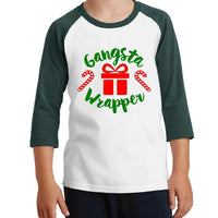 Gangster Wrapper holiday Christmas shirt/gift 3/4 Sleeve Shirt, Youth & Adult