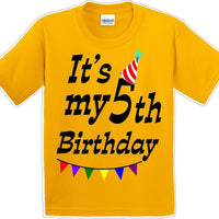 It's my 5th Birthday Shirt - Youth B-Day T-Shirt - 12 Color Choices - JC