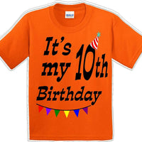 It's my 10th Birthday Shirt - Youth B-Day T-Shirt - 12 Color Choices - JC