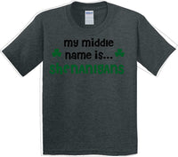 
              My Middle Name is Shenanigans - Youth St. Patrick's Day T-Shirt   JC
            