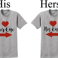 Her one His Only  -Couples Shirts-Valentines Day-V- Day shirts-Sold Individually
