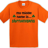 My Middle Name is Shenanigans - Youth St. Patrick's Day T-Shirt   JC