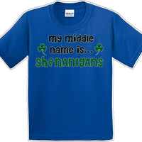 My Middle Name is Shenanigans - Youth St. Patrick's Day T-Shirt   JC