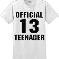 Official 13 Teenager Birthday Shirt  - 13th B-Day T-Shirt - 12 Color Choices -JC