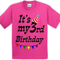 It's my 3rd Birthday Shirt - Youth B-Day T-Shirt - 12 Color Choices - JC
