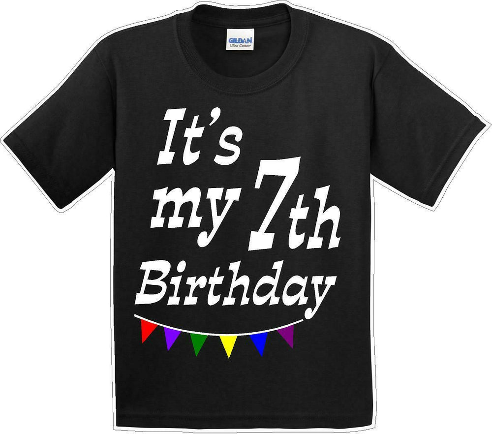 It's my 7th Birthday Shirt - Youth B-Day T-Shirt - 12 Color Choices - JC