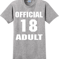 Official 18 Adult Birthday Shirt  - 13th B-Day T-Shirt - 12 Color Choices - JC