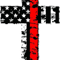 Thin Red Line Cross -  Fire Vinyl Decal REFLECTIVE