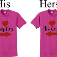 Her one His Only  -Couples Shirts-Valentines Day-V- Day shirts-Sold Individually