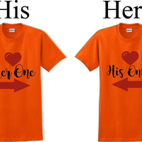 Her one His Only  -Couples Shirts-Valentines Day-V- Day shirts-Sold Individually