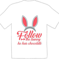 Follow the Bunny he has Chocolate - Distressed Design-Kids/Youth Easter T-shirt