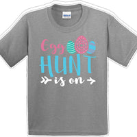 Egg Hunt is on  - Distressed Design - Kids/Youth Easter T-shirt