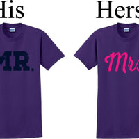 Mr. and Mrs.-Couples Shirts-Valentines shirts- V- Day shirts-Sold Individually