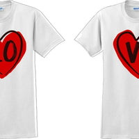 Couple Matching T-shirt Love Tshirt LO VE Valentine's Day Couple Shirts V-Day