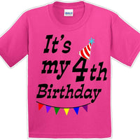 It's my 4th Birthday Shirt - Youth B-Day T-Shirt - 12 Color Choices - JC