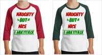 
              Naughty But Nice I multitask Christmas t shirt 3/4 Sleeve Shirt Youth
            