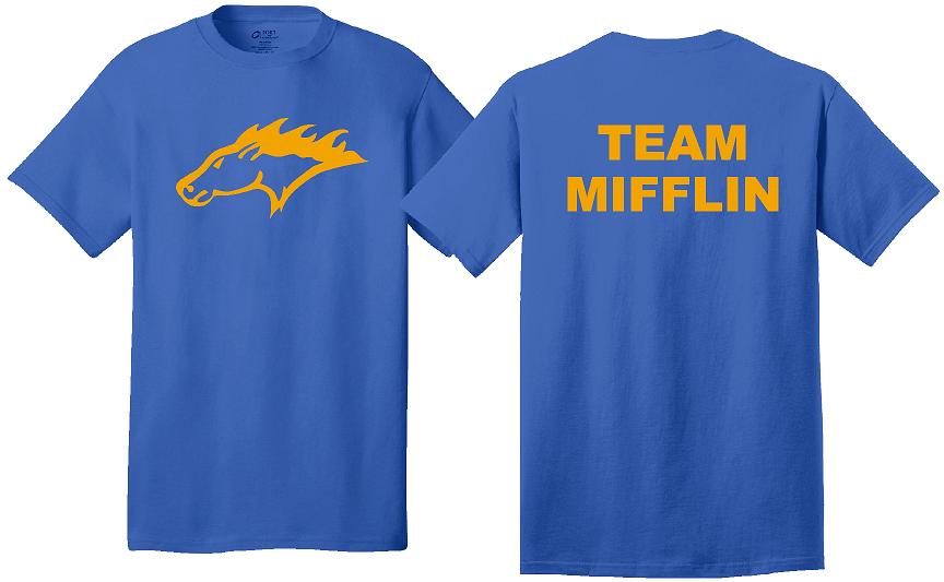 Team Mifflin Mustang shirt Royal Blue, Youth Small - XL